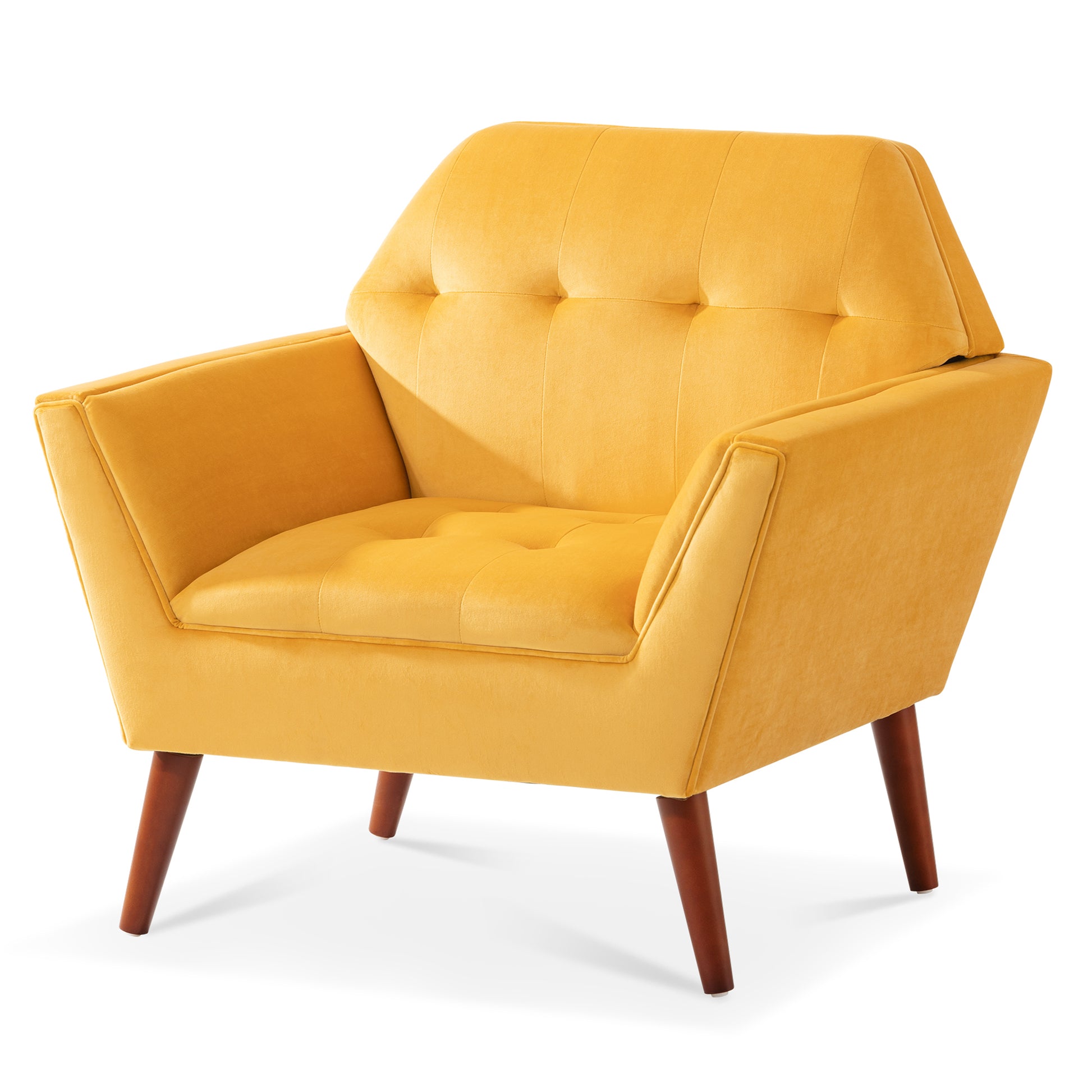32" Wide Tufted Armchair Yellow Fabric Polyester