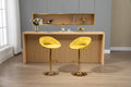 Coolmore Swivel Bar Stools Set Of 2 Adjustable Counter Height Chairs With Footrest For Kitchen, Dining Room 2Pc Set Mustard Yellow Polyester