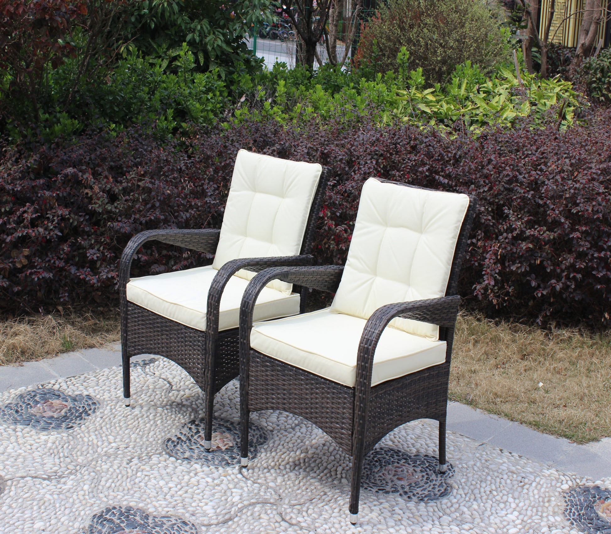 2 Piece Liberatore Dining Chairs With Cushions Beige Cushion Brown Iron