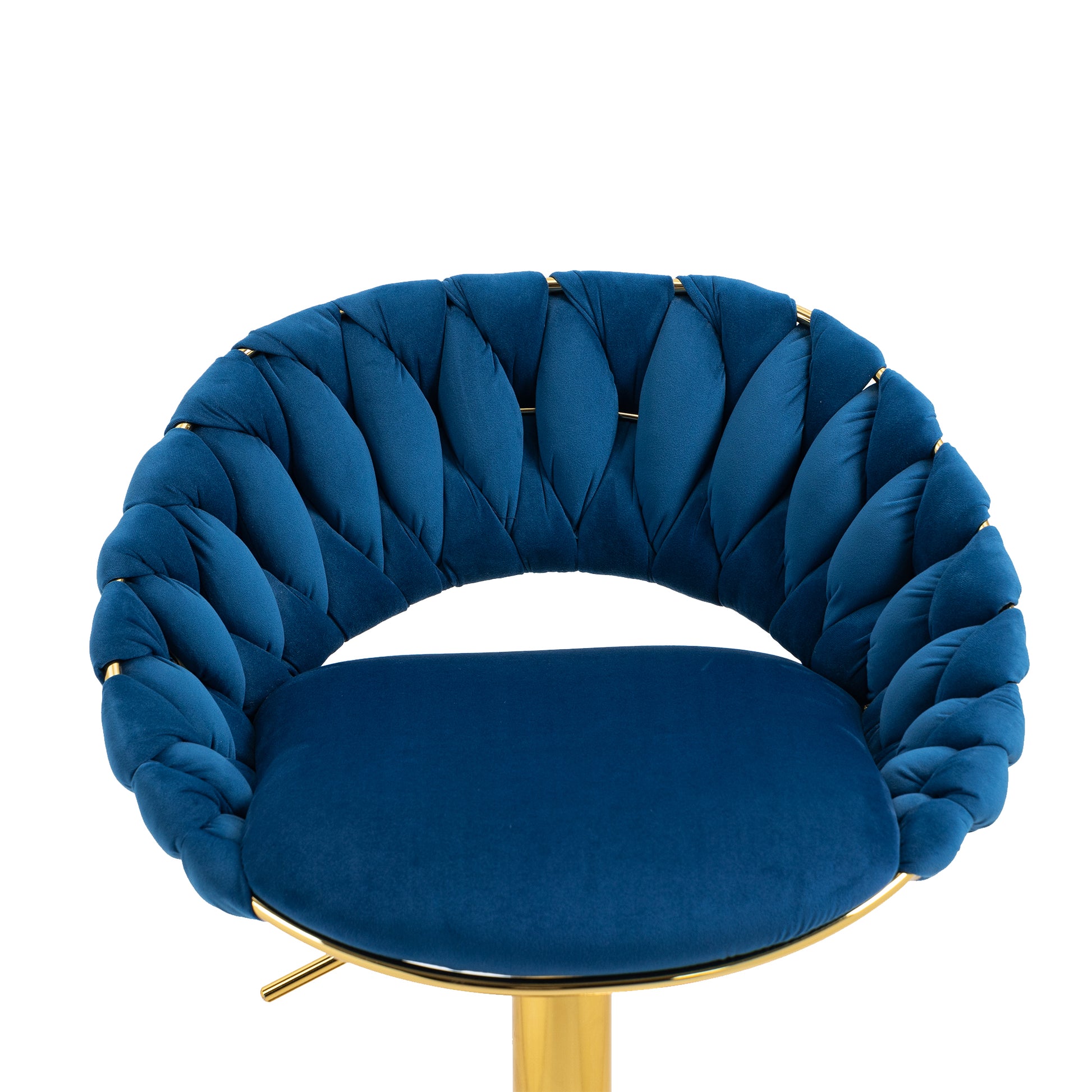 Coolmore Swivel Bar Stools Set Of 2 Adjustable Counter Height Chairs With Footrest For Kitchen, Dining Room 2Pc Set Navy Blue Polyester