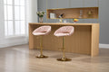 Coolmore Swivel Bar Stools Set Of 2 Adjustable Counter Height Chairs With Footrest For Kitchen, Dining Room 2Pc Set Pink Polyester