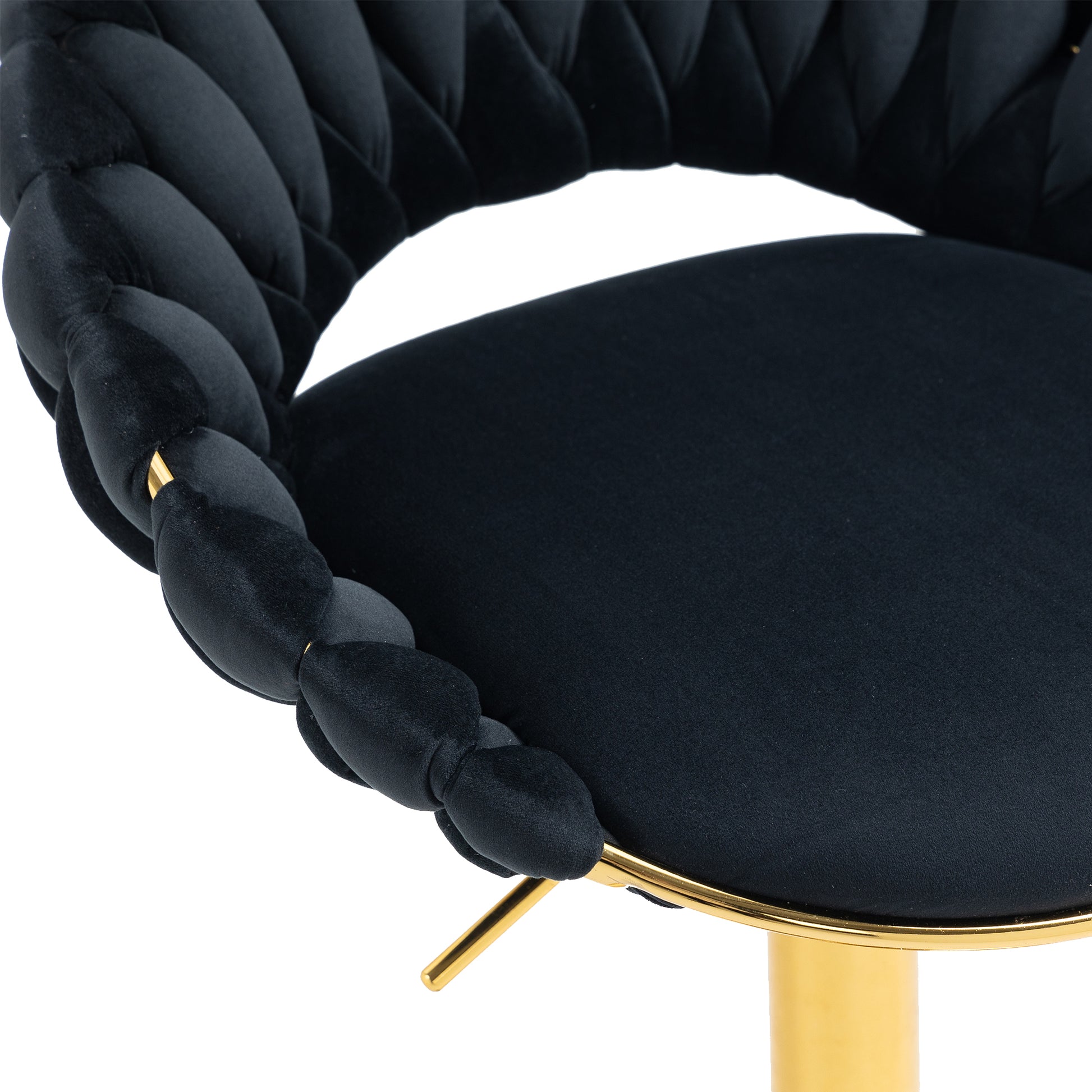 Coolmore Swivel Bar Stools Set Of 2 Adjustable Counter Height Chairs With Footrest For Kitchen, Dining Room 2Pc Set Black Polyester