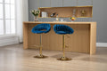 Coolmore Swivel Bar Stools Set Of 2 Adjustable Counter Height Chairs With Footrest For Kitchen, Dining Room 2Pc Set Navy Blue Polyester