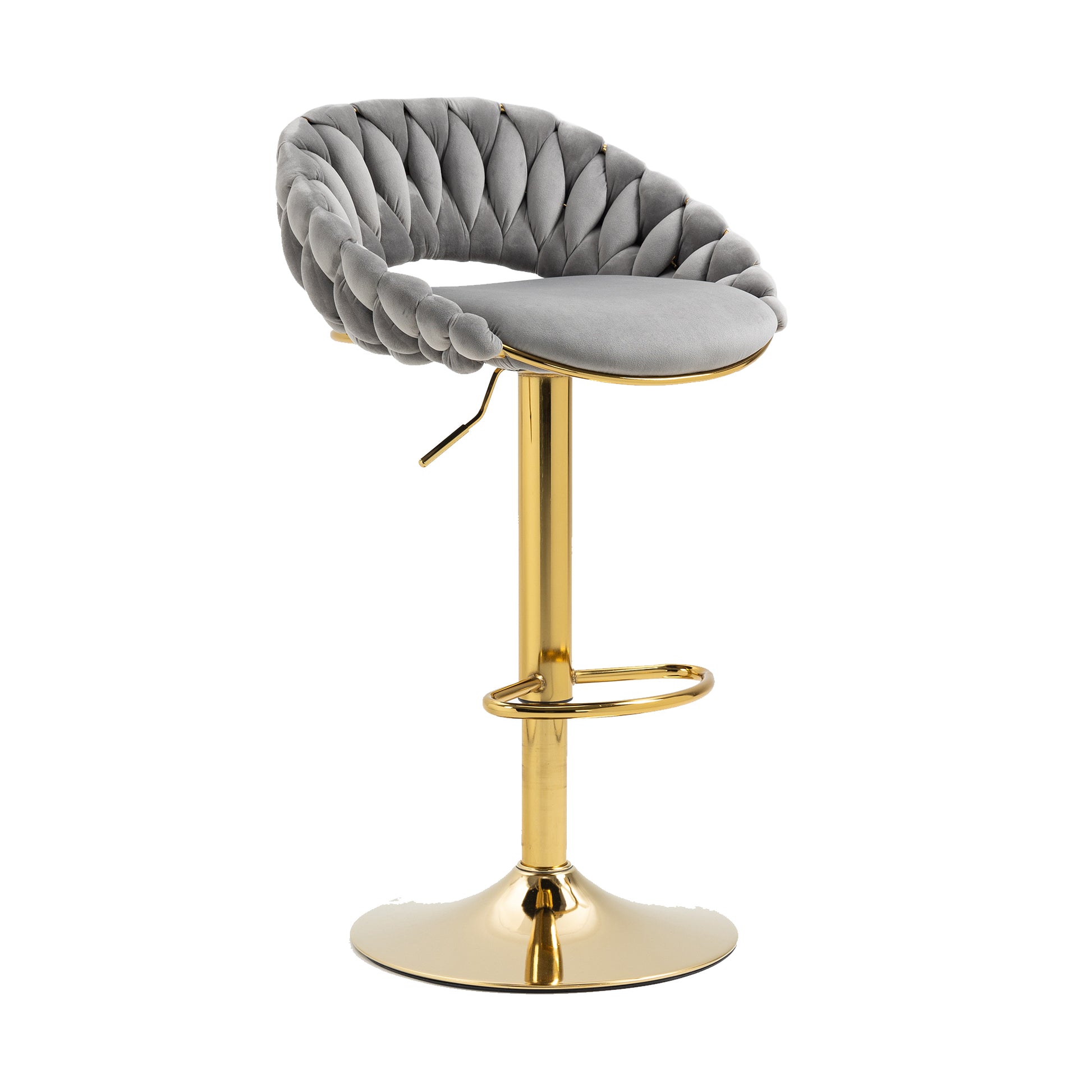 Coolmore Swivel Bar Stools Set Of 2 Adjustable Counter Height Chairs With Footrest For Kitchen, Dining Room 2Pc Set Gray Polyester