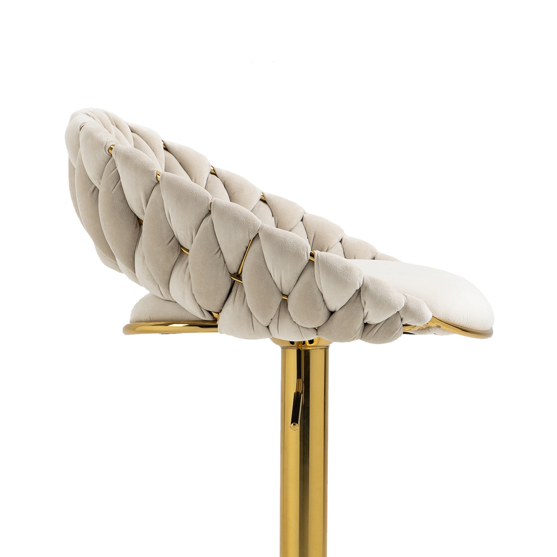 Coolmore Swivel Bar Stools Set Of 2 Adjustable Counter Height Chairs With Footrest For Kitchen, Dining Room 2Pc Set Ivory Polyester