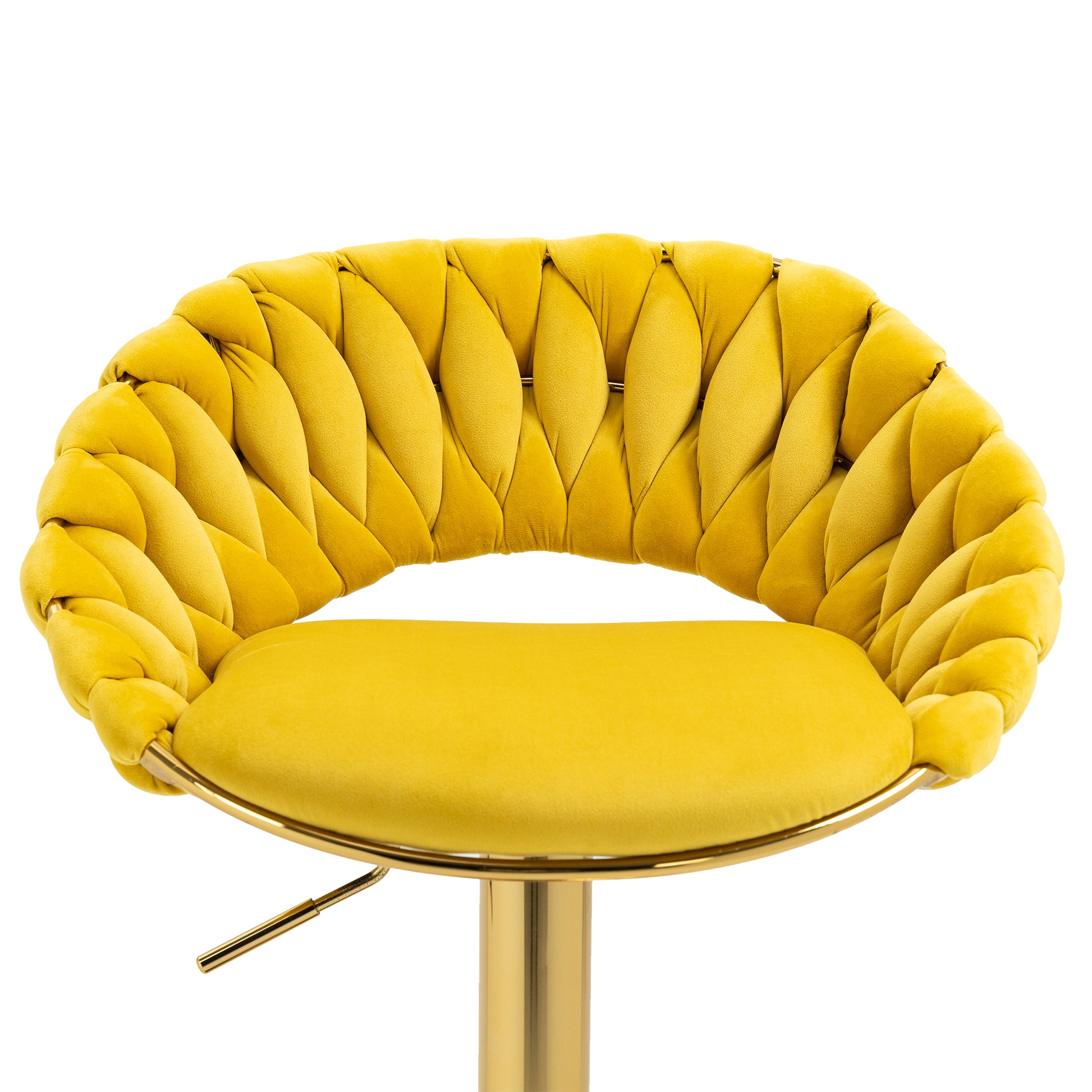 Coolmore Swivel Bar Stools Set Of 2 Adjustable Counter Height Chairs With Footrest For Kitchen, Dining Room 2Pc Set Mustard Yellow Polyester