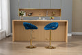 Coolmore Swivel Bar Stools Set Of 2 Adjustable Counter Height Chairs With Footrest For Kitchen, Dining Room 2Pc Set Navy Blue Polyester