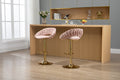 Coolmore Swivel Bar Stools Set Of 2 Adjustable Counter Height Chairs With Footrest For Kitchen, Dining Room 2Pc Set Pink Polyester