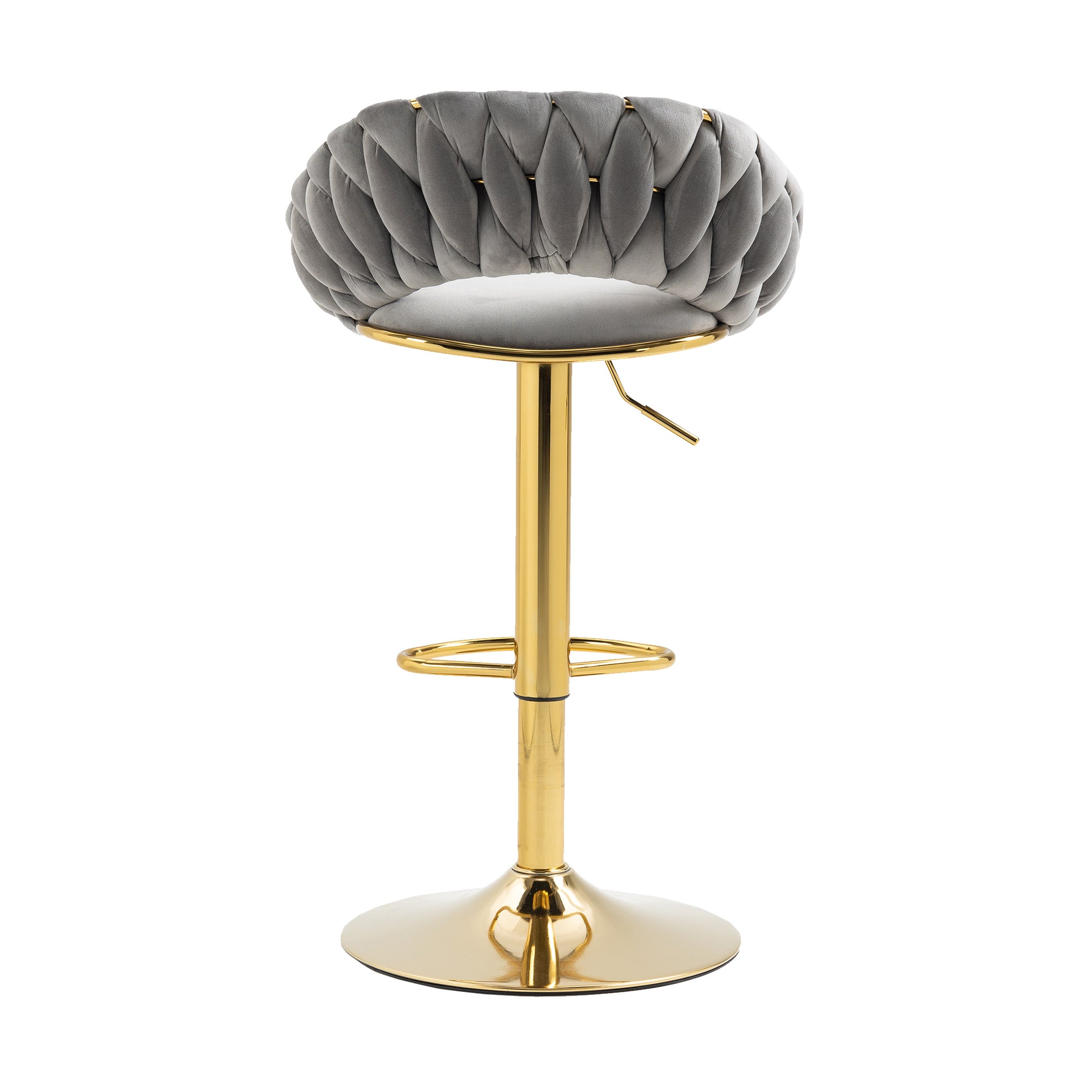 Coolmore Swivel Bar Stools Set Of 2 Adjustable Counter Height Chairs With Footrest For Kitchen, Dining Room 2Pc Set Gray Polyester