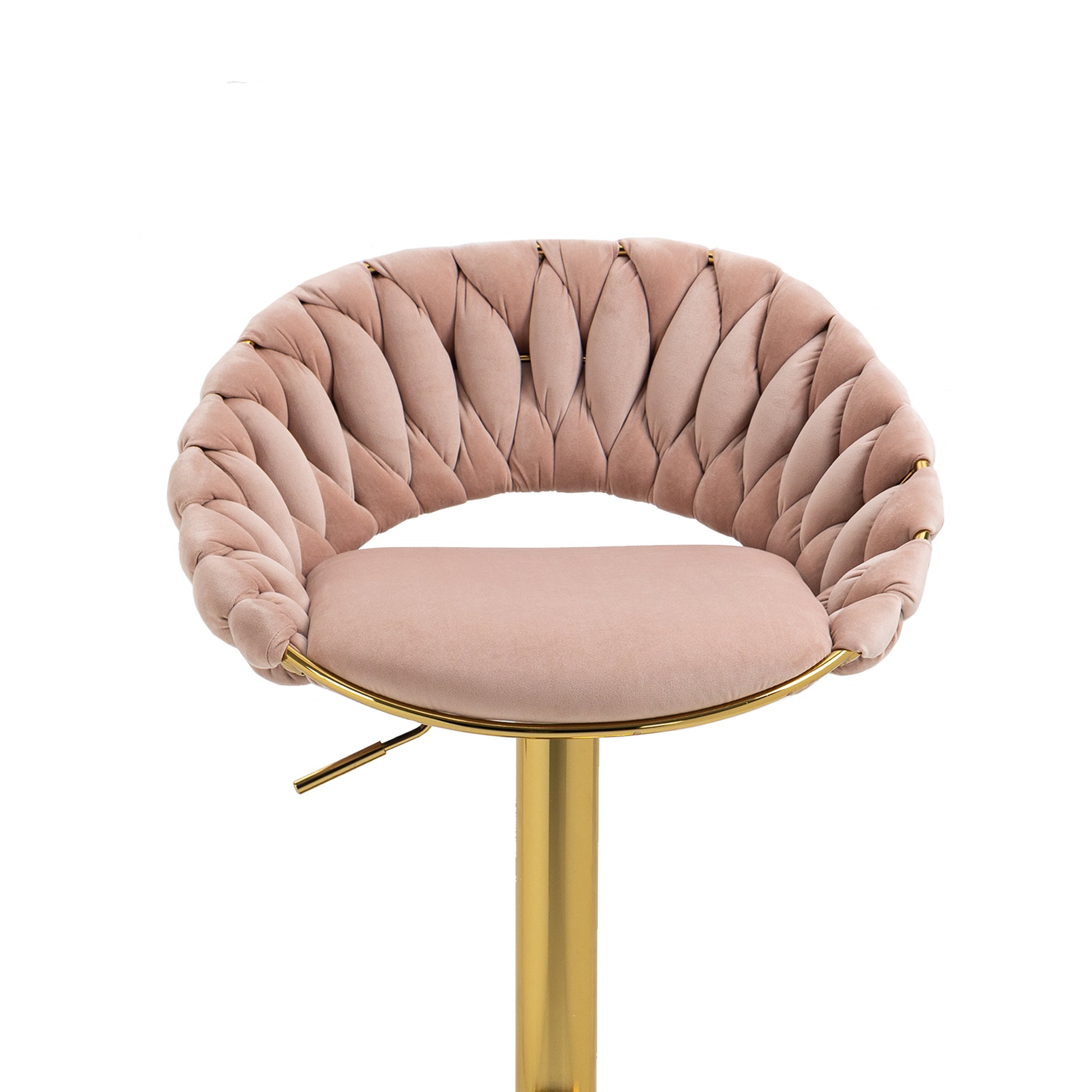 Coolmore Swivel Bar Stools Set Of 2 Adjustable Counter Height Chairs With Footrest For Kitchen, Dining Room 2Pc Set Pink Polyester