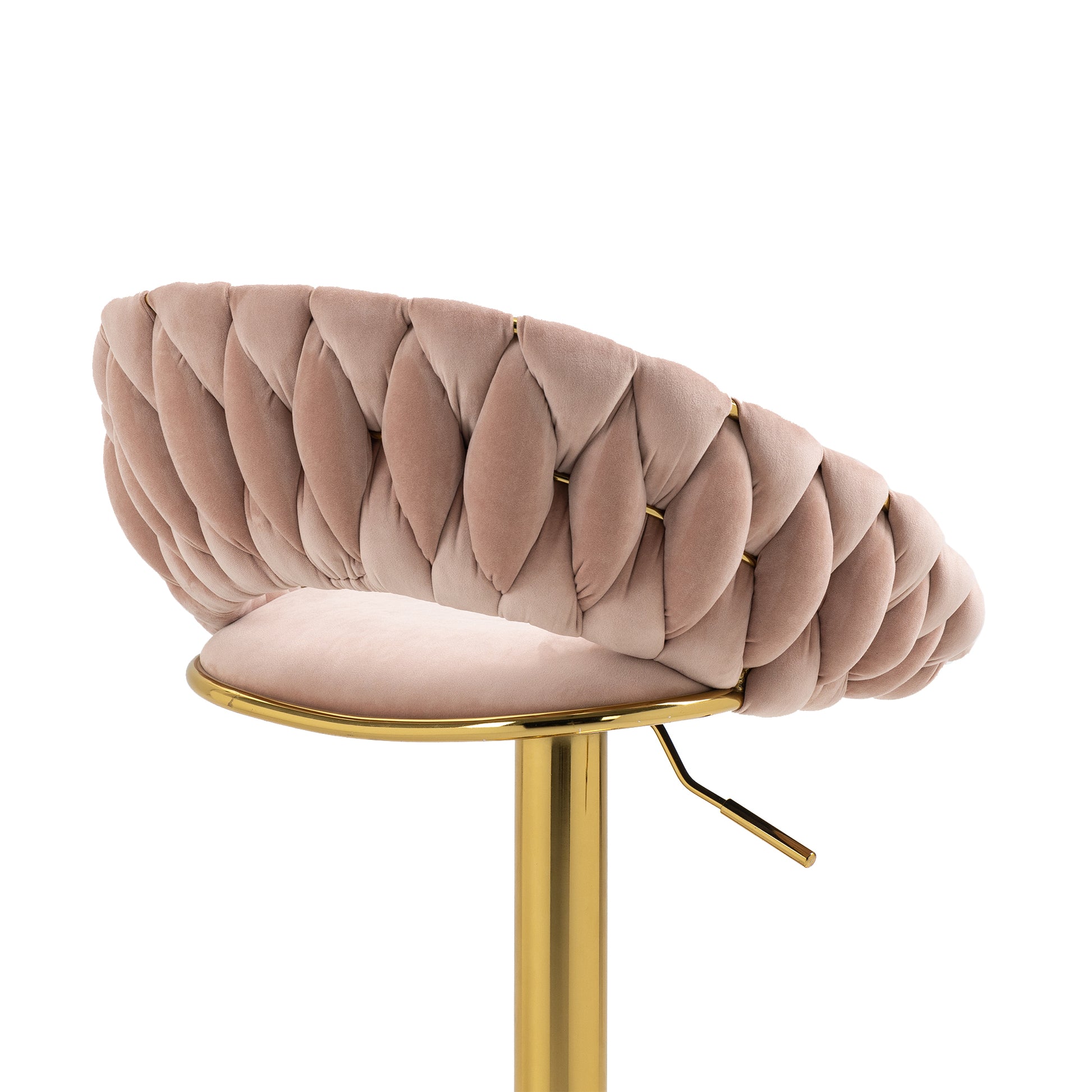 Coolmore Swivel Bar Stools Set Of 2 Adjustable Counter Height Chairs With Footrest For Kitchen, Dining Room 2Pc Set Pink Polyester