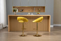 Coolmore Swivel Bar Stools Set Of 2 Adjustable Counter Height Chairs With Footrest For Kitchen, Dining Room 2Pc Set Mustard Yellow Polyester