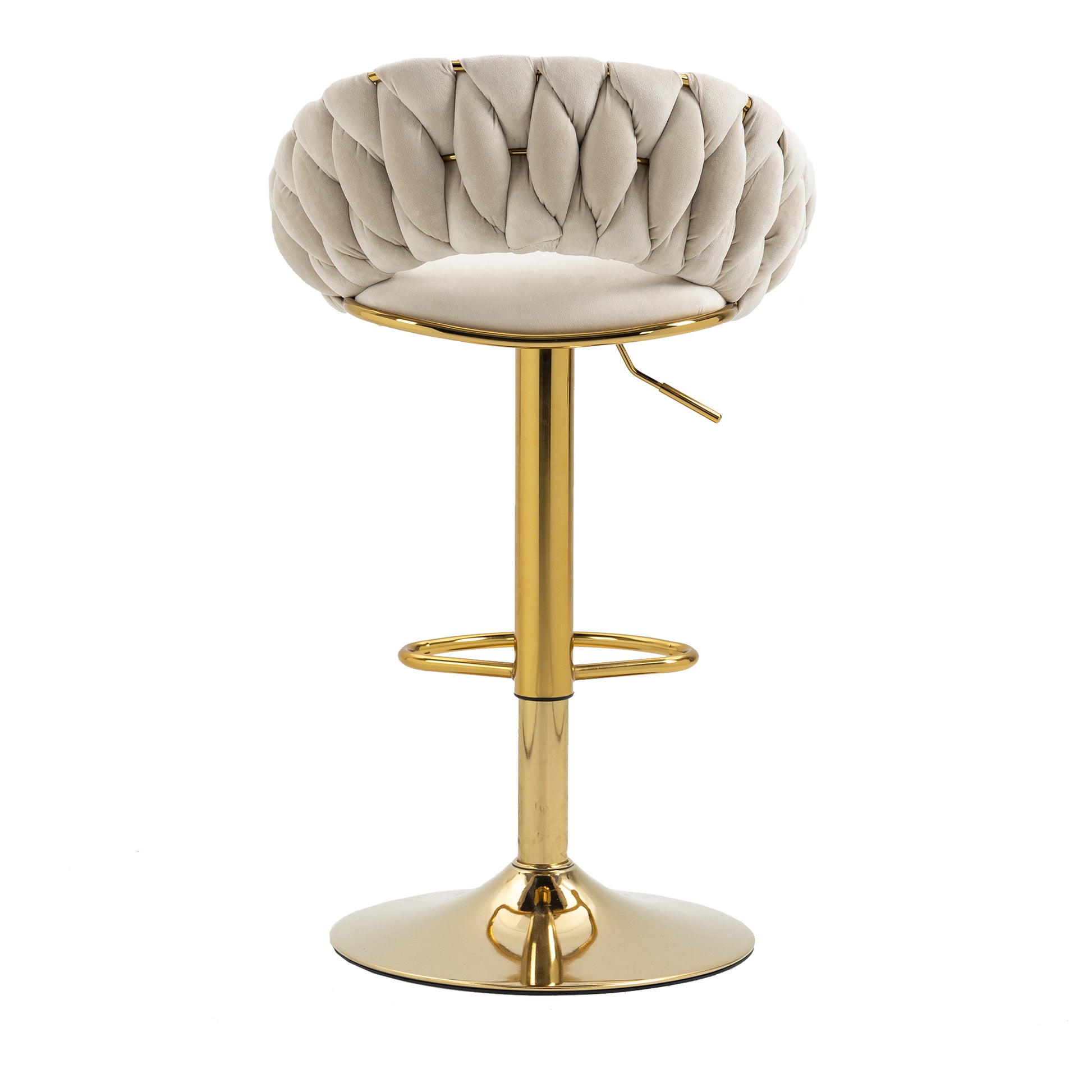 Coolmore Swivel Bar Stools Set Of 2 Adjustable Counter Height Chairs With Footrest For Kitchen, Dining Room 2Pc Set Ivory Polyester