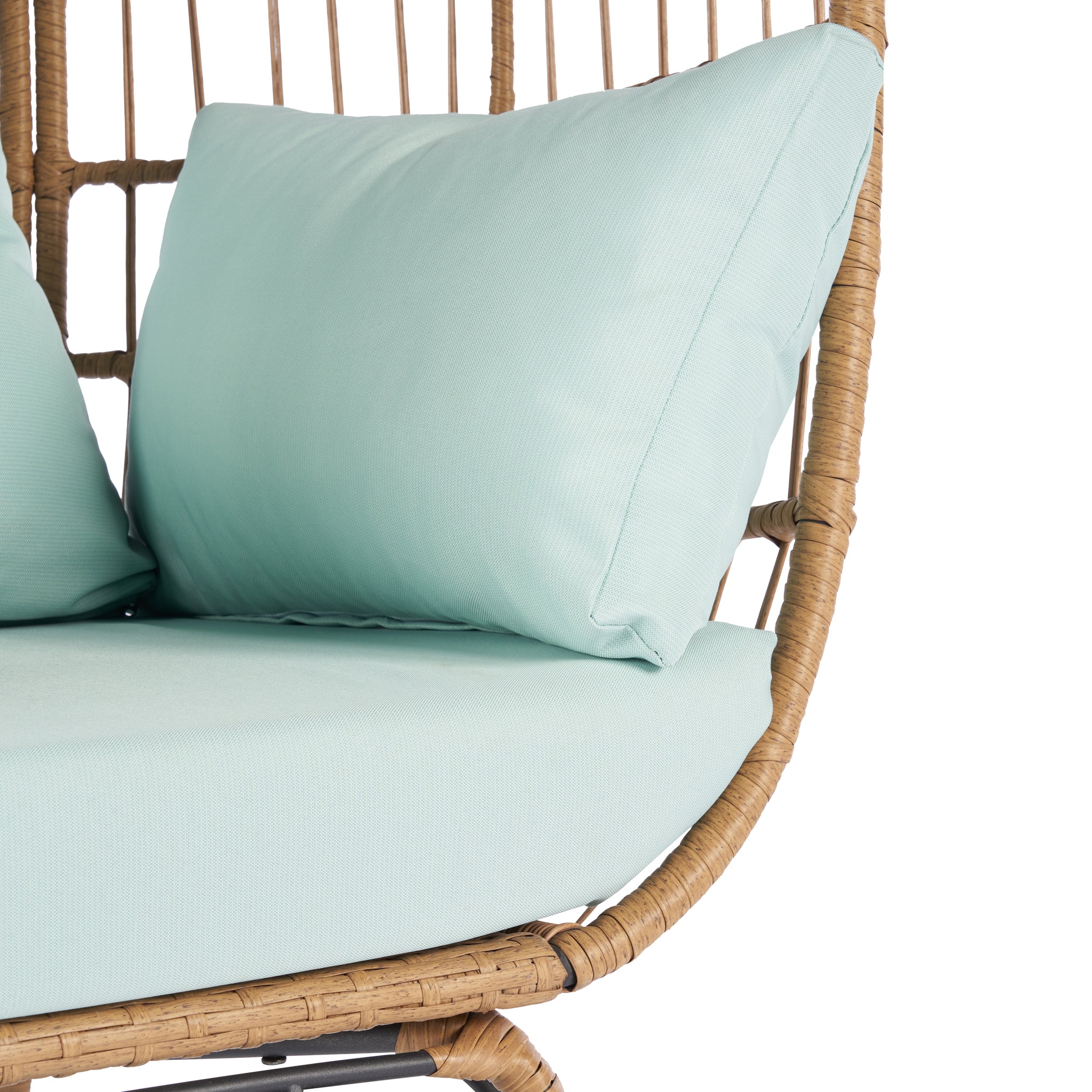 Wicker Egg Chair, Oversized Indoor Outdoor Lounger For Patio, Backyard, Living Room W 5 Cushions, Steel Frame, Light Blue Yes Complete Patio Set Blue Uv Resistant Frame Water Resistant Cushion Garden & Outdoor American Design Complete Patio Sets