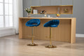 Coolmore Swivel Bar Stools Set Of 2 Adjustable Counter Height Chairs With Footrest For Kitchen, Dining Room 2Pc Set Navy Blue Polyester