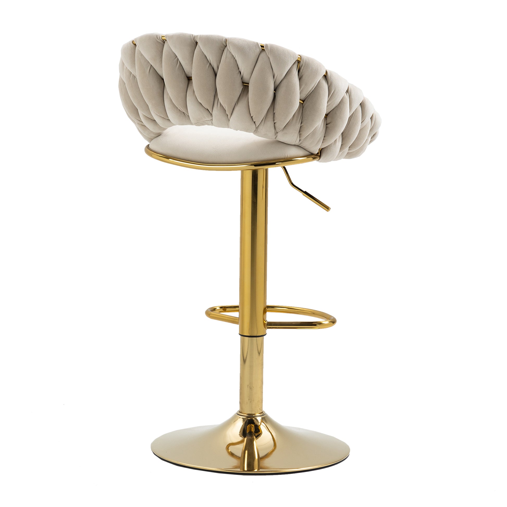 Coolmore Swivel Bar Stools Set Of 2 Adjustable Counter Height Chairs With Footrest For Kitchen, Dining Room 2Pc Set Ivory Polyester