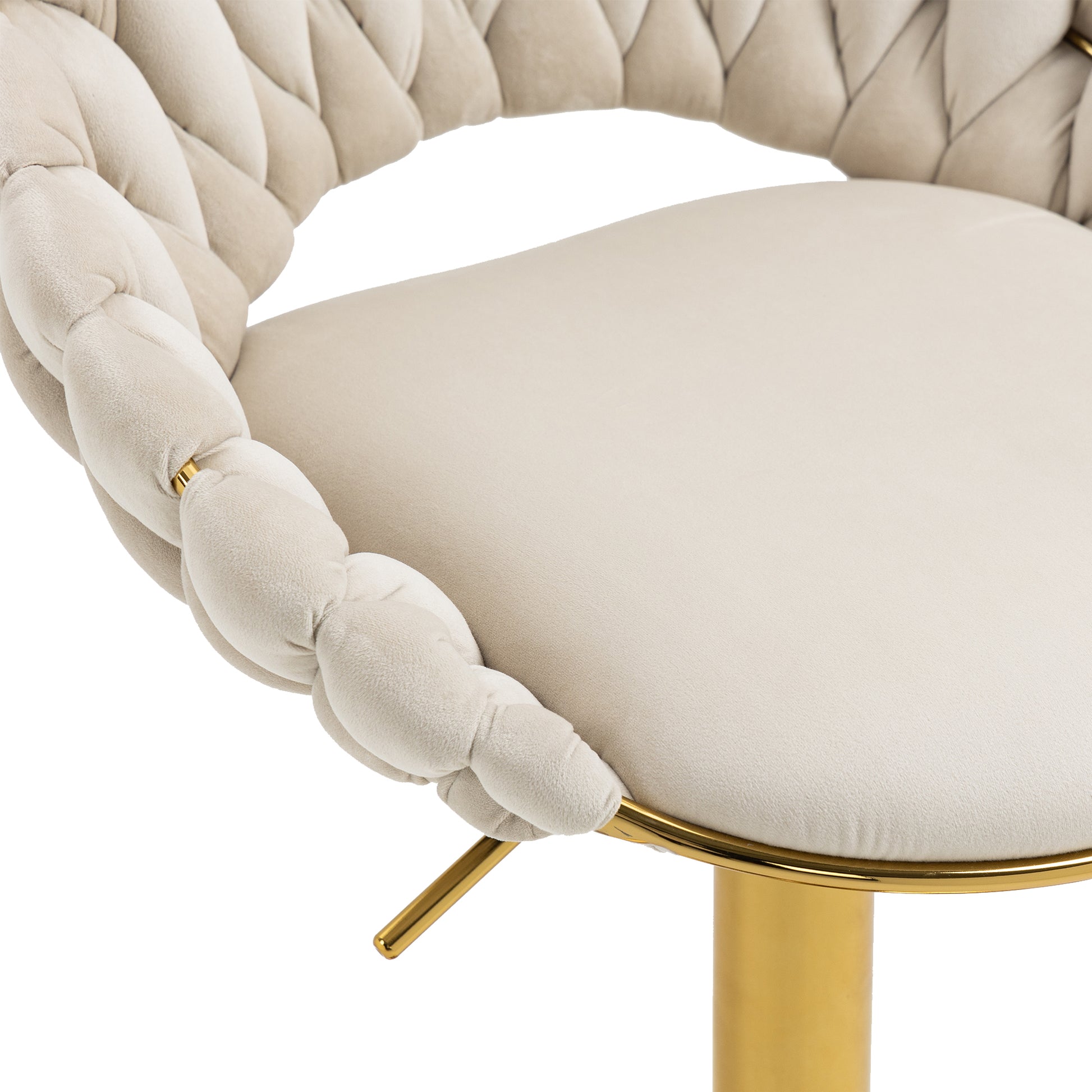 Coolmore Swivel Bar Stools Set Of 2 Adjustable Counter Height Chairs With Footrest For Kitchen, Dining Room 2Pc Set Ivory Polyester