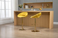 Coolmore Swivel Bar Stools Set Of 2 Adjustable Counter Height Chairs With Footrest For Kitchen, Dining Room 2Pc Set Mustard Yellow Polyester