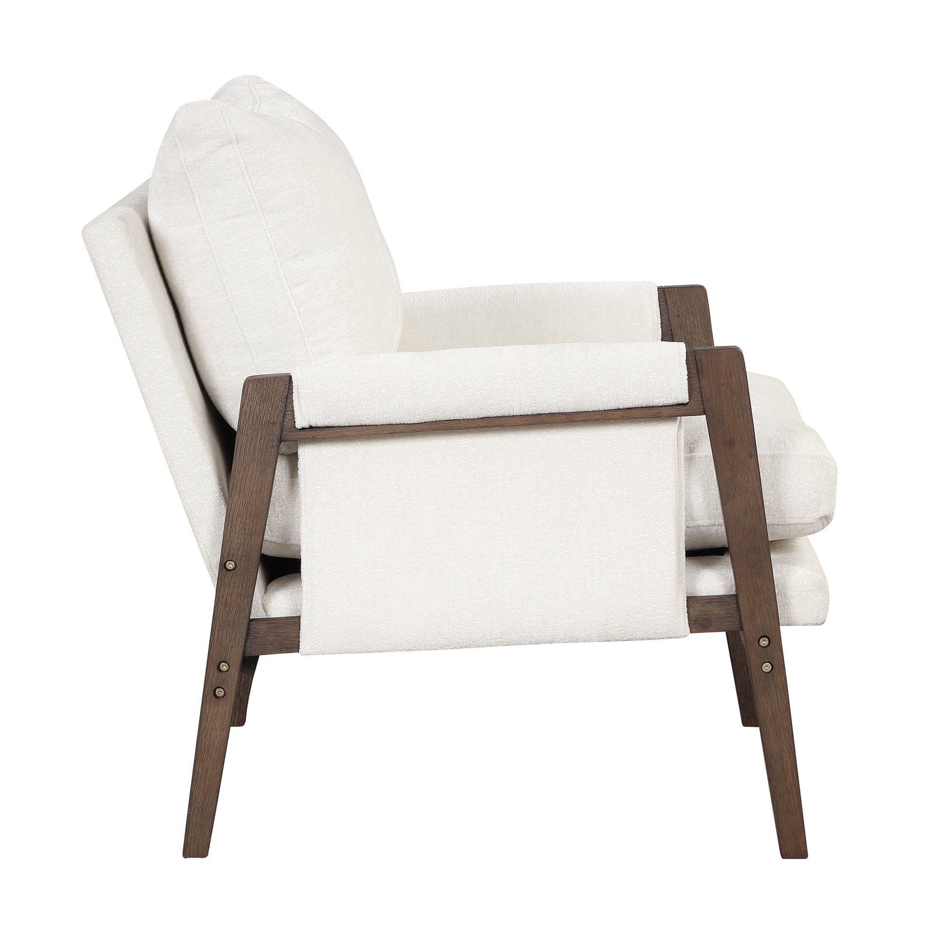 Mid Century Modern Velvet Accent Chair,Leisure Chair With Solid Wood And Thick Seat Cushion For Living Room,Bedroom,Studio,White White Foam Velvet