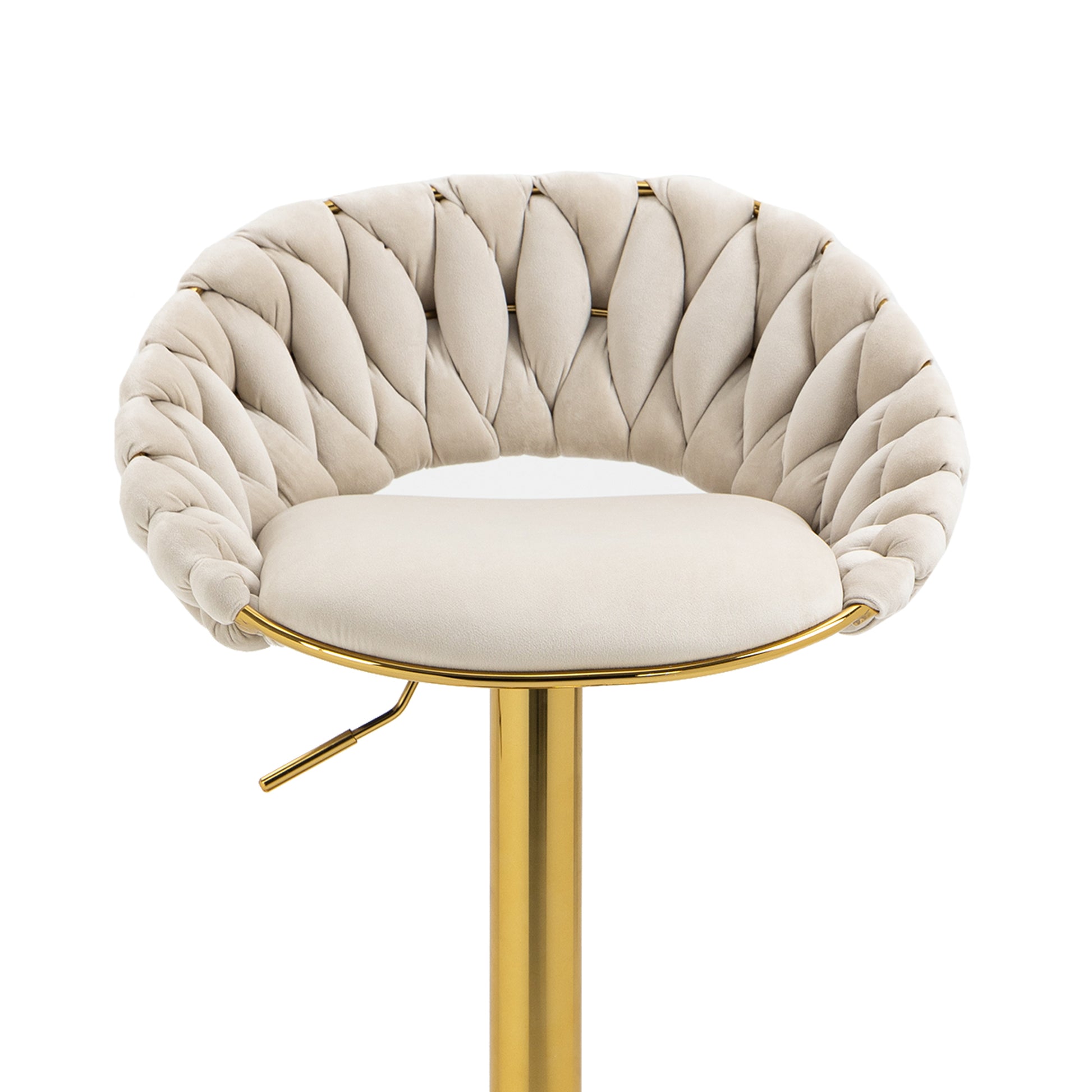 Coolmore Swivel Bar Stools Set Of 2 Adjustable Counter Height Chairs With Footrest For Kitchen, Dining Room 2Pc Set Ivory Polyester