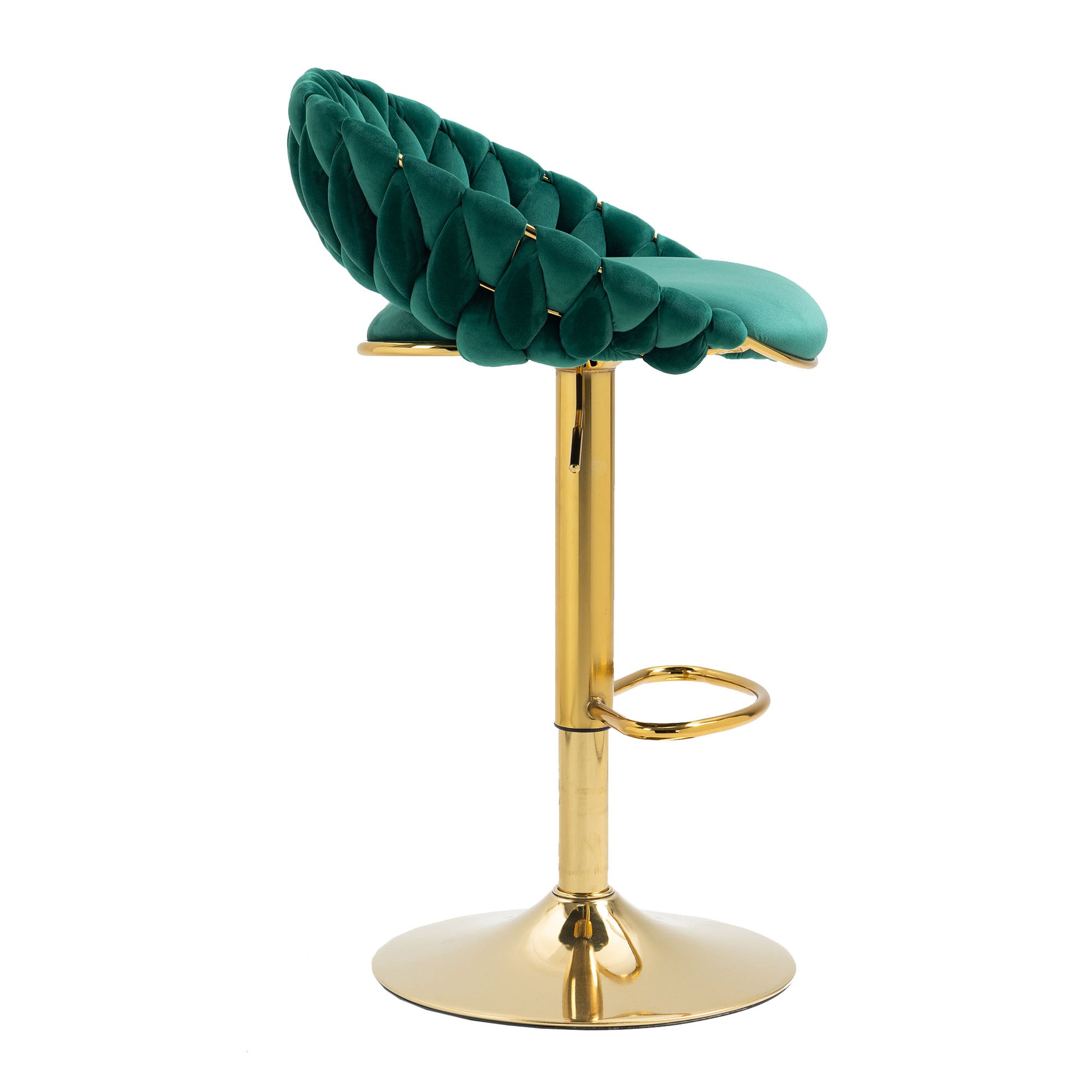 Coolmore Swivel Bar Stools Set Of 2 Adjustable Counter Height Chairs With Footrest For Kitchen, Dining Room 2Pc Set Emerald Polyester