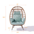 Wicker Egg Chair, Oversized Indoor Outdoor Lounger For Patio, Backyard, Living Room W 5 Cushions, Steel Frame, Light Blue Yes Complete Patio Set Blue Uv Resistant Frame Water Resistant Cushion Garden & Outdoor American Design Complete Patio Sets