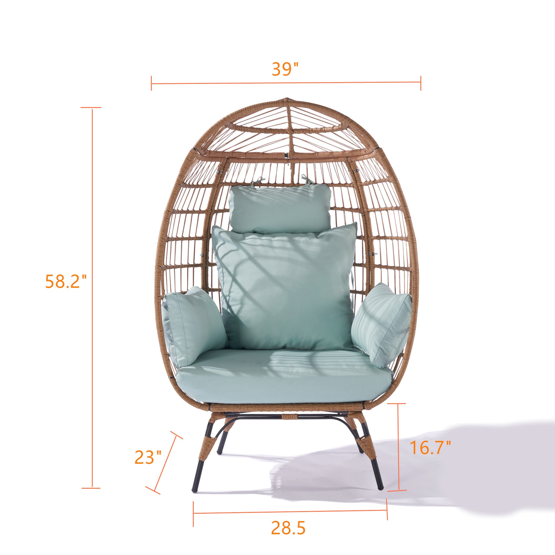 Wicker Egg Chair, Oversized Indoor Outdoor Lounger For Patio, Backyard, Living Room W 5 Cushions, Steel Frame, Light Blue Yes Complete Patio Set Blue Uv Resistant Frame Water Resistant Cushion Garden & Outdoor American Design Complete Patio Sets