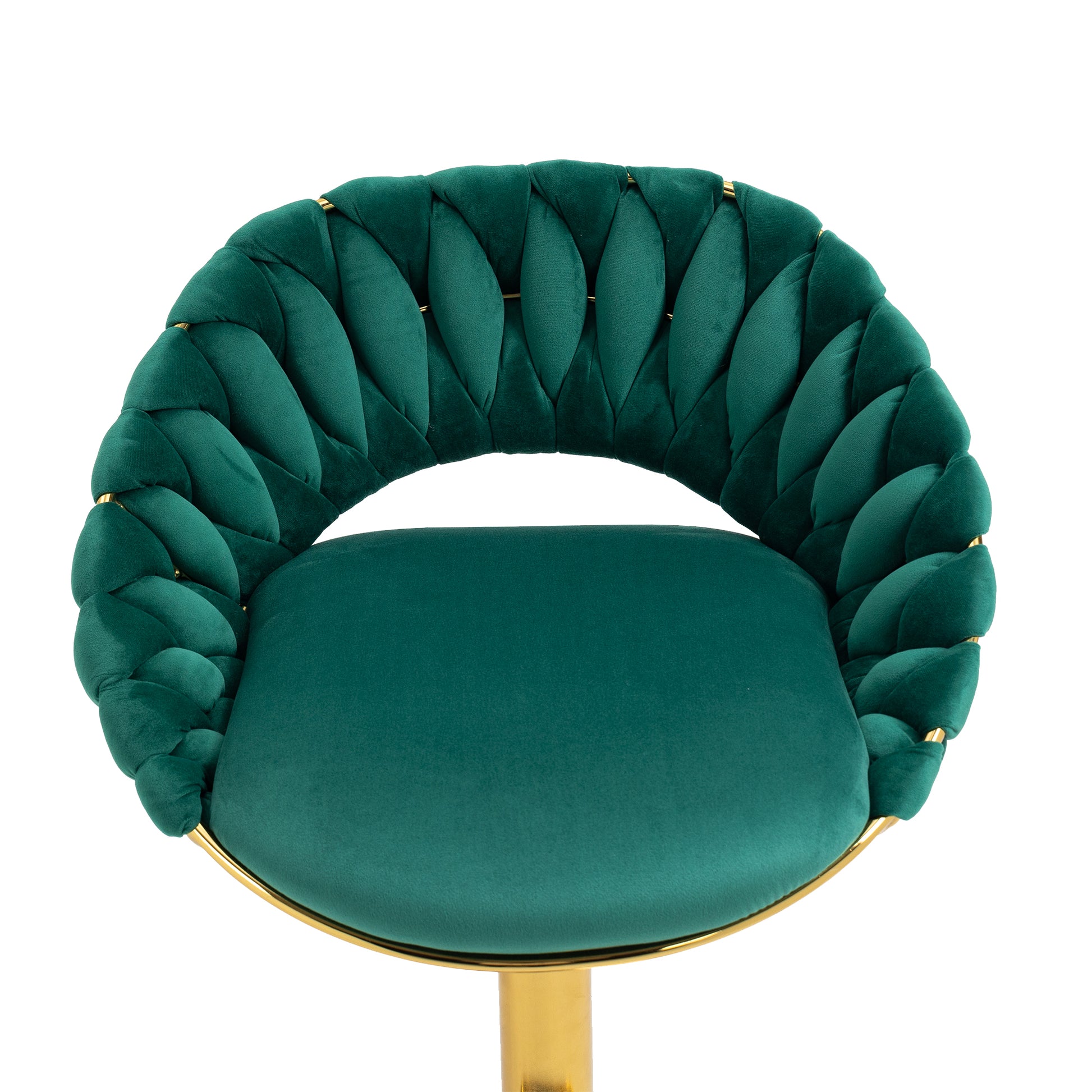 Coolmore Swivel Bar Stools Set Of 2 Adjustable Counter Height Chairs With Footrest For Kitchen, Dining Room 2Pc Set Emerald Polyester