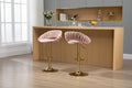 Coolmore Swivel Bar Stools Set Of 2 Adjustable Counter Height Chairs With Footrest For Kitchen, Dining Room 2Pc Set Pink Polyester