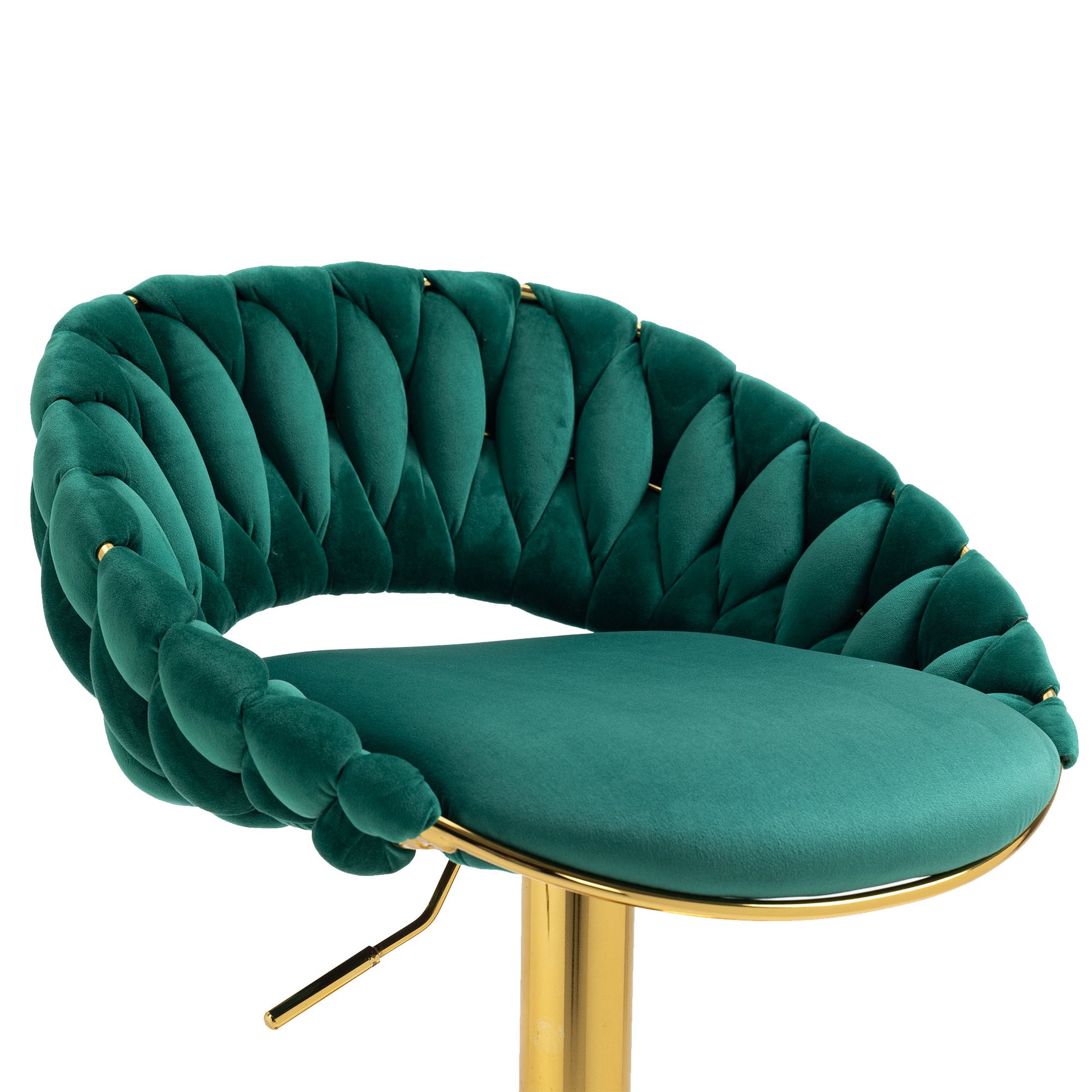 Coolmore Swivel Bar Stools Set Of 2 Adjustable Counter Height Chairs With Footrest For Kitchen, Dining Room 2Pc Set Emerald Polyester