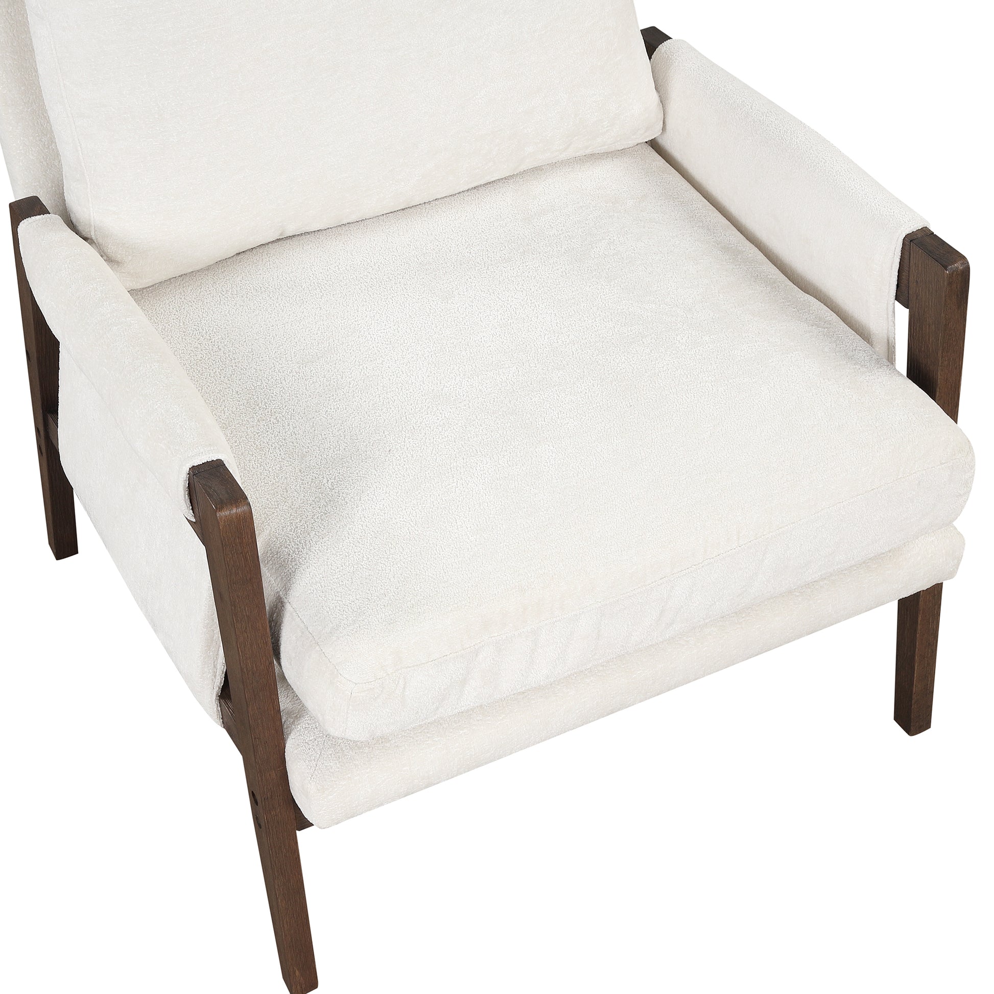 Mid Century Modern Velvet Accent Chair,Leisure Chair With Solid Wood And Thick Seat Cushion For Living Room,Bedroom,Studio,White White Foam Velvet