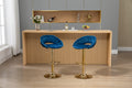 Coolmore Swivel Bar Stools Set Of 2 Adjustable Counter Height Chairs With Footrest For Kitchen, Dining Room 2Pc Set Navy Blue Polyester