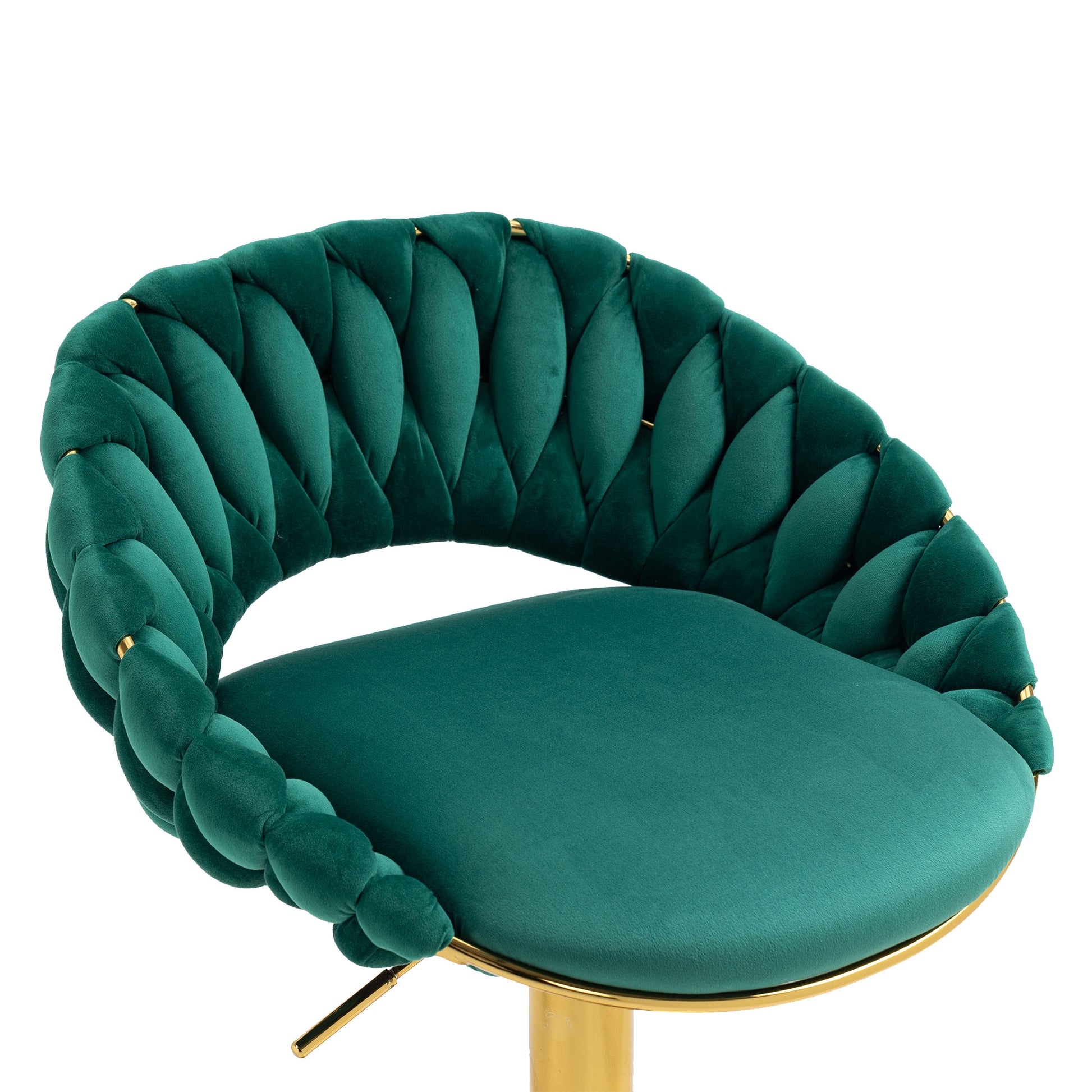 Coolmore Swivel Bar Stools Set Of 2 Adjustable Counter Height Chairs With Footrest For Kitchen, Dining Room 2Pc Set Emerald Polyester