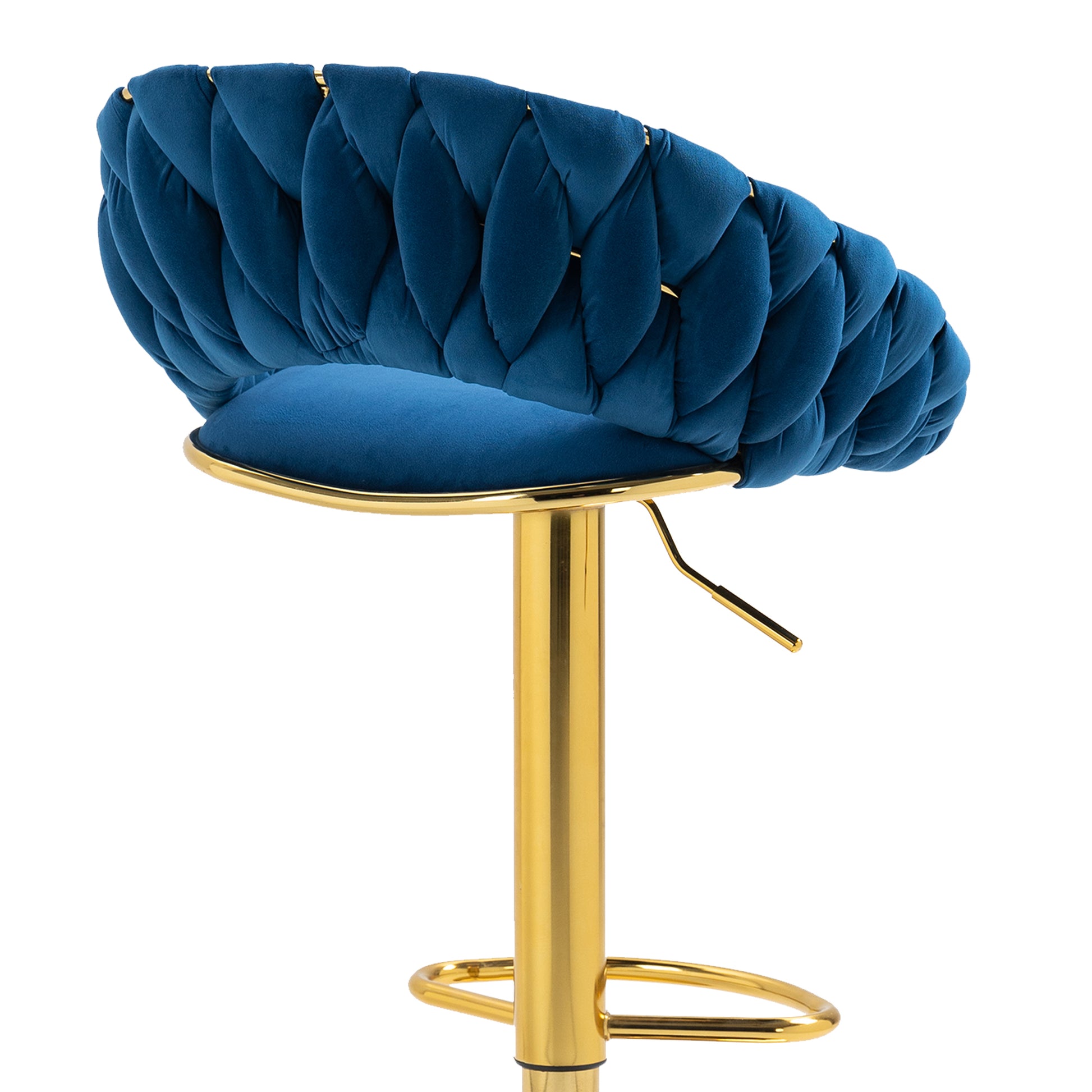 Coolmore Swivel Bar Stools Set Of 2 Adjustable Counter Height Chairs With Footrest For Kitchen, Dining Room 2Pc Set Navy Blue Polyester