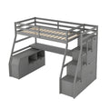 Twin Size Loft Bed With 7 Drawers 2 Shelves And Desk Gray Gray Plywood