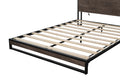 Platform Queen Bed With Socket, Fast Assemble Design Black Steel