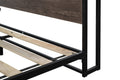 Platform Queen Bed With Socket, Fast Assemble Design Black Steel