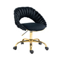 Coolmore Computer Chair Office Chair Adjustable Swivel Chair Fabric Seat Home Study Chair Black Polyester
