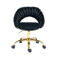 Coolmore Computer Chair Office Chair Adjustable Swivel Chair Fabric Seat Home Study Chair Black Polyester