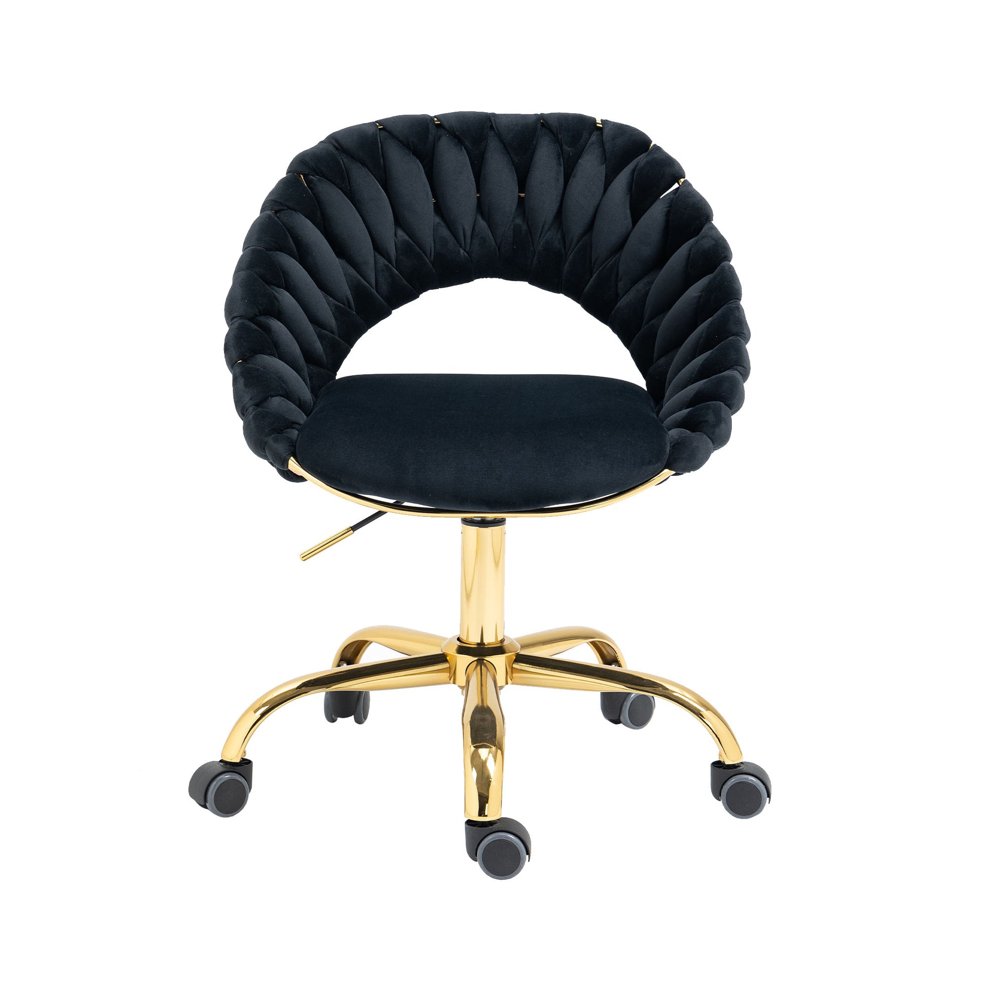 Coolmore Computer Chair Office Chair Adjustable Swivel Chair Fabric Seat Home Study Chair Black Polyester