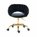 Coolmore Computer Chair Office Chair Adjustable Swivel Chair Fabric Seat Home Study Chair Black Polyester
