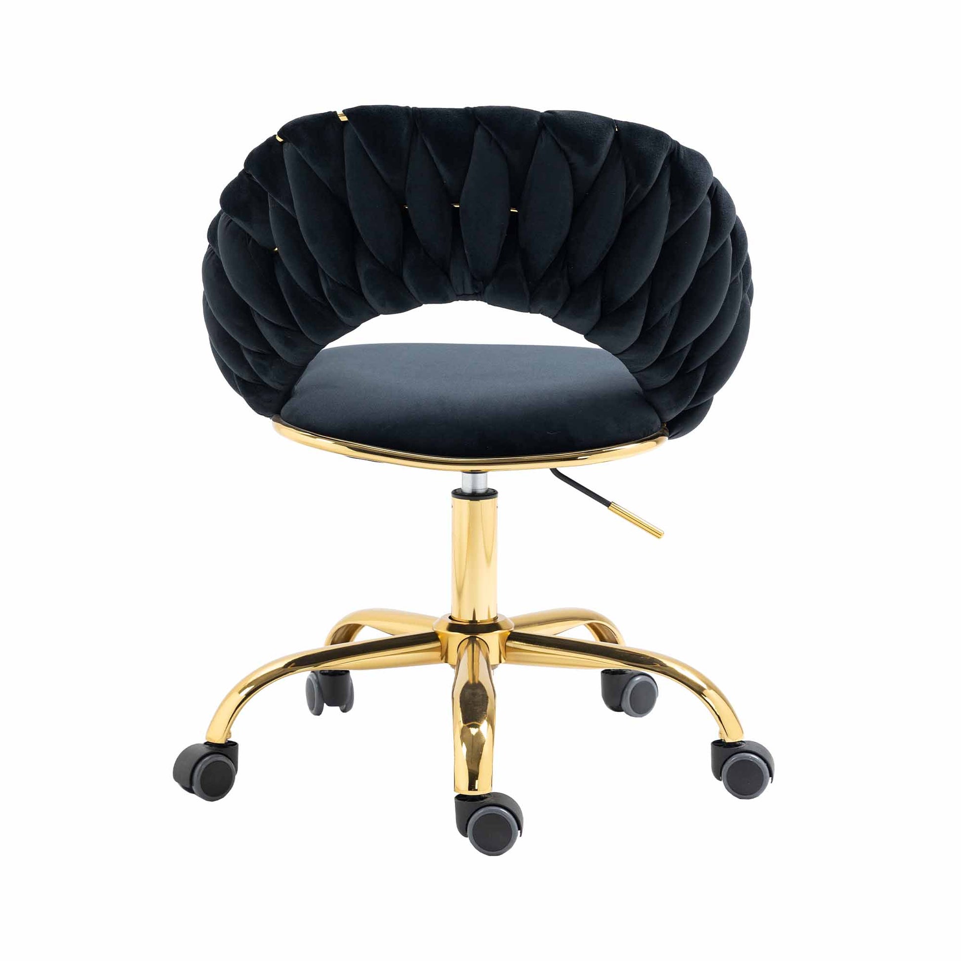 Coolmore Computer Chair Office Chair Adjustable Swivel Chair Fabric Seat Home Study Chair Black Polyester