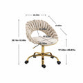 Coolmore Computer Chair Office Chair Adjustable Swivel Chair Fabric Seat Home Study Chair Ivory Polyester