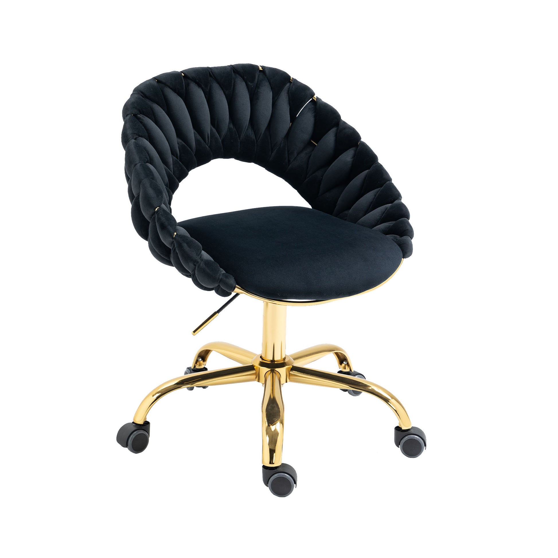 Coolmore Computer Chair Office Chair Adjustable Swivel Chair Fabric Seat Home Study Chair Black Polyester