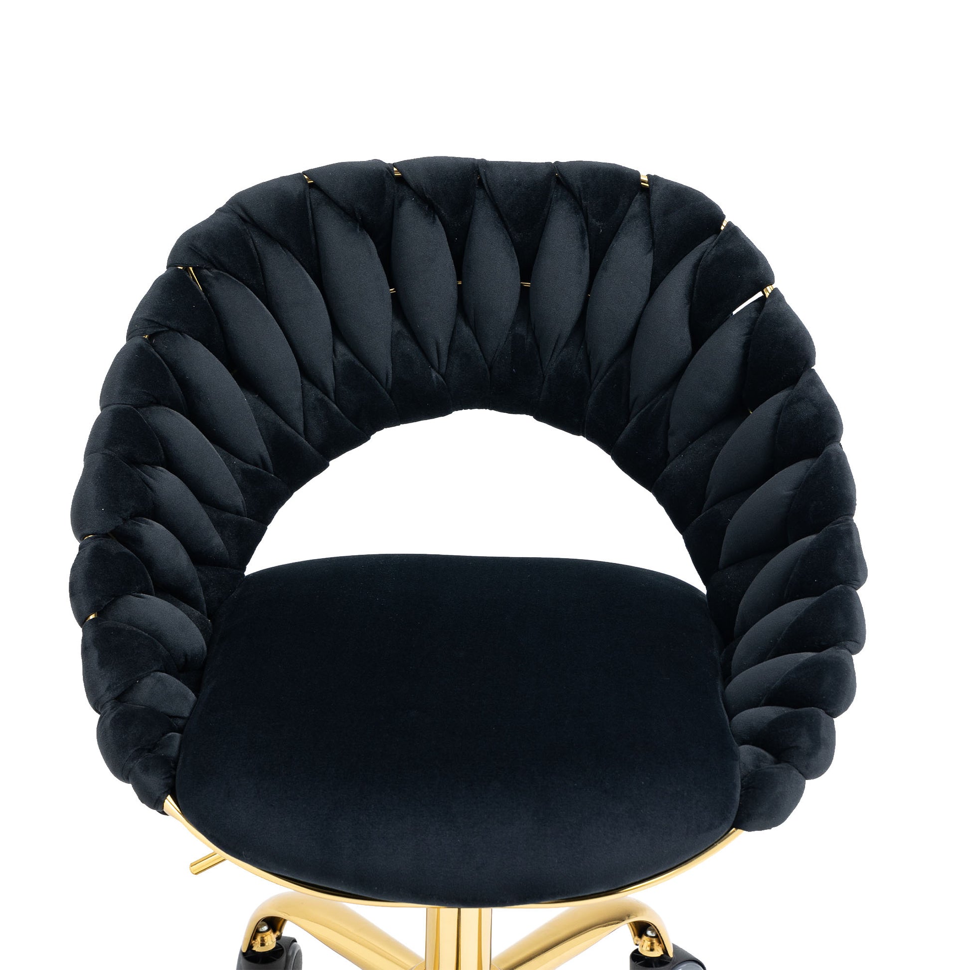 Coolmore Computer Chair Office Chair Adjustable Swivel Chair Fabric Seat Home Study Chair Black Polyester