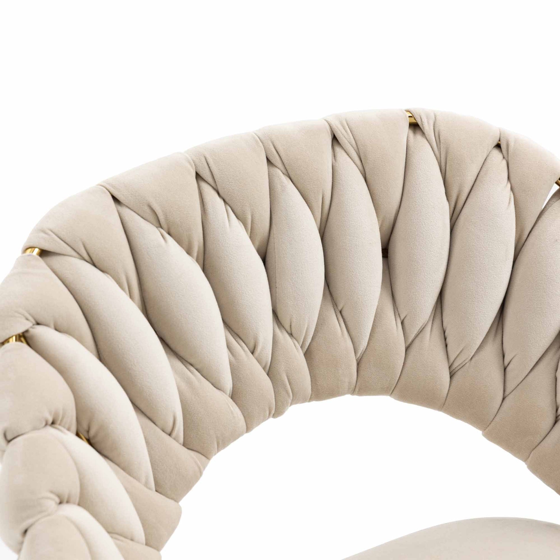 Coolmore Computer Chair Office Chair Adjustable Swivel Chair Fabric Seat Home Study Chair Ivory Polyester