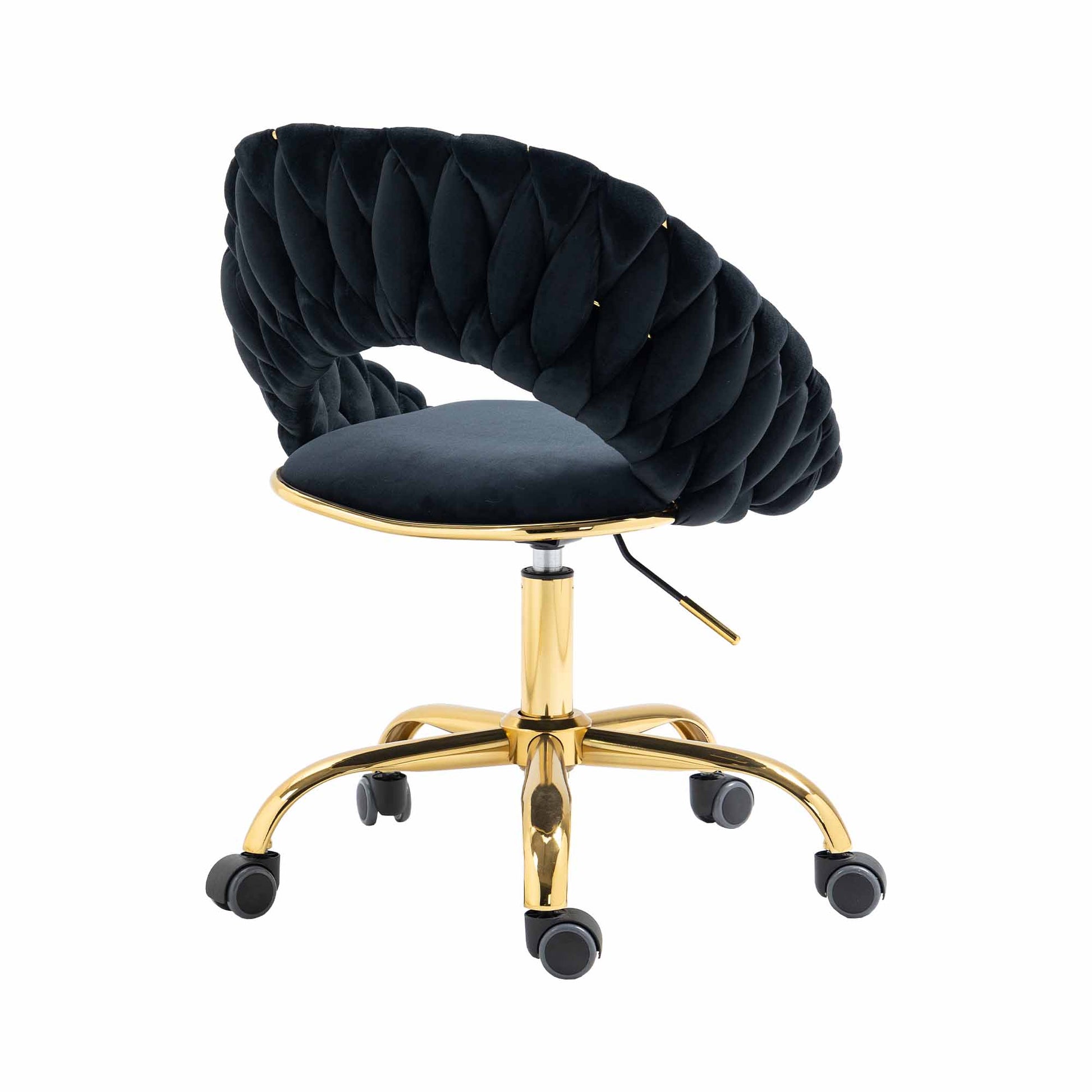 Coolmore Computer Chair Office Chair Adjustable Swivel Chair Fabric Seat Home Study Chair Black Polyester