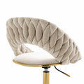 Coolmore Computer Chair Office Chair Adjustable Swivel Chair Fabric Seat Home Study Chair Ivory Polyester