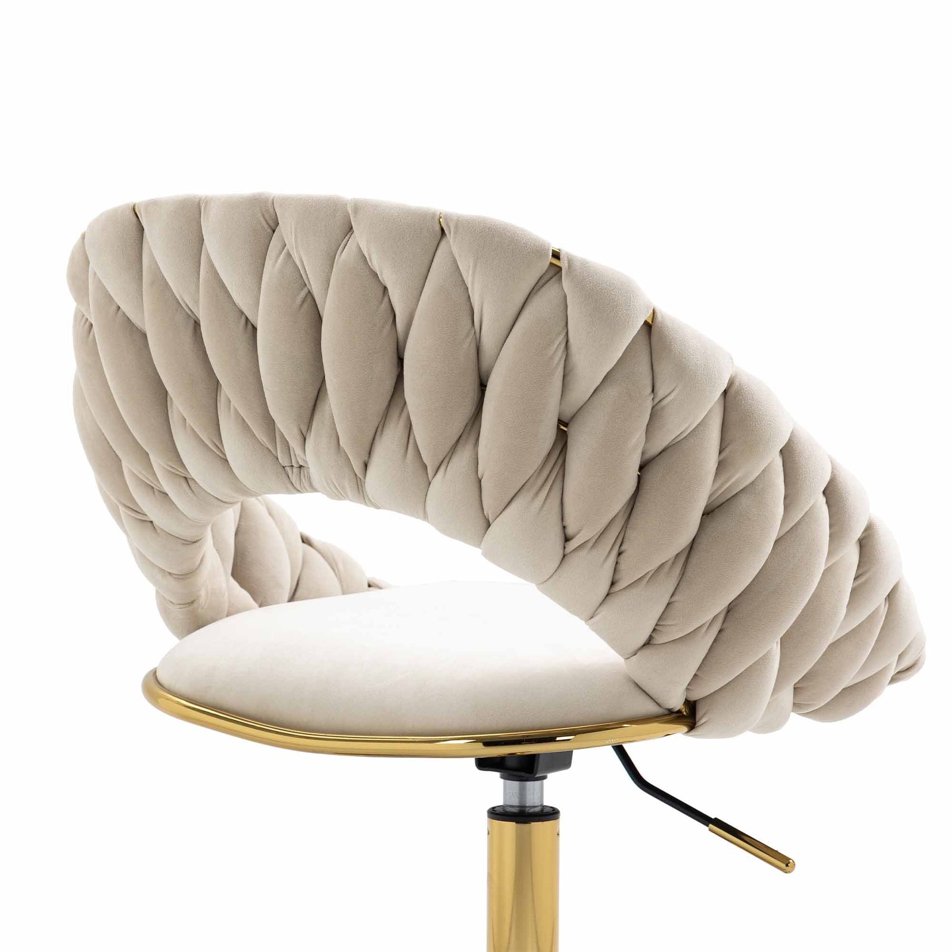 Coolmore Computer Chair Office Chair Adjustable Swivel Chair Fabric Seat Home Study Chair Ivory Polyester