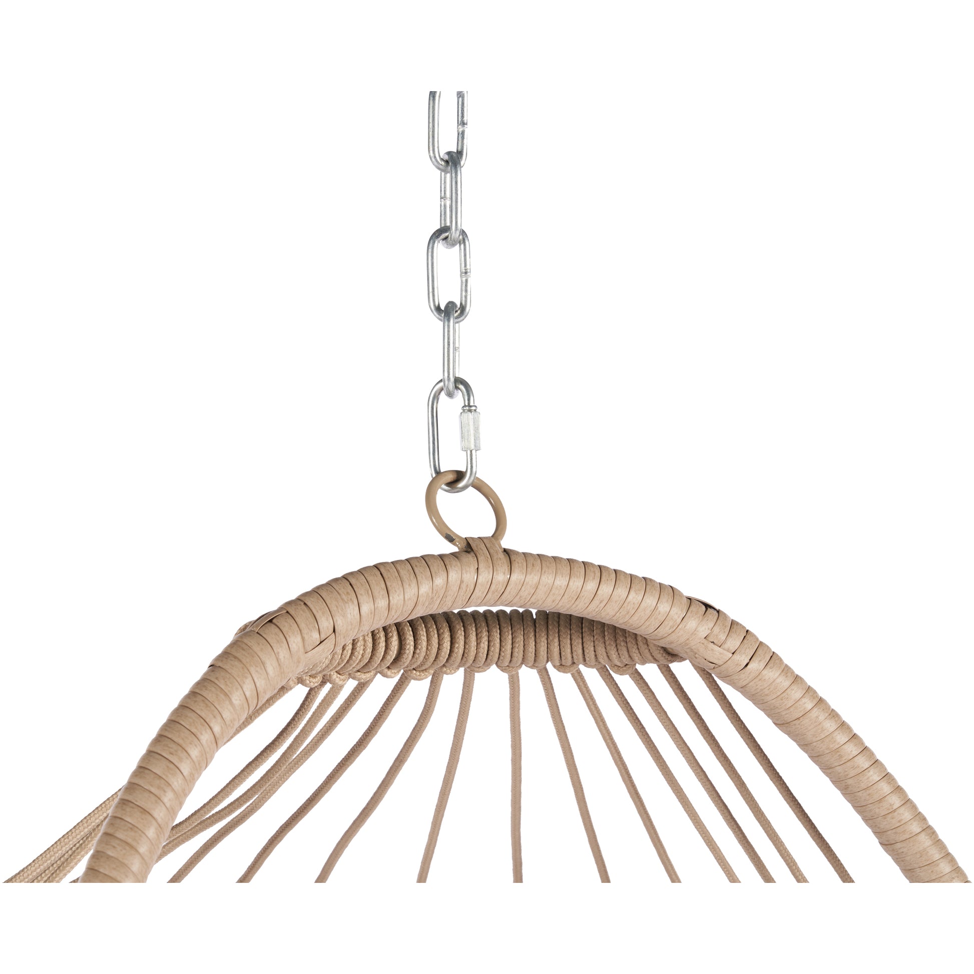 Outdoor Garden Rattan Egg Swing Chair Hanging Chair Wood Khaki Yes Sectional Khaki Uv Resistant Frame Water Resistant Cushion Garden & Outdoor American Design Complete Patio Sets Polypropylene